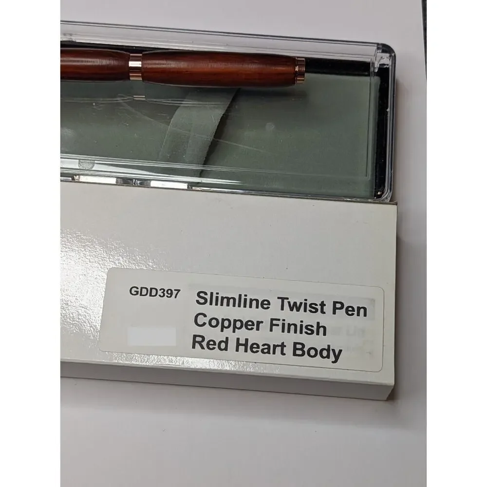 Slimline Twist Pen Copper Finish Red Heart‎ Body Hand Turned Pen
